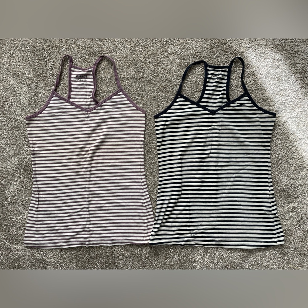 Garage Striped Tank Tops - pink and blue 2 tops